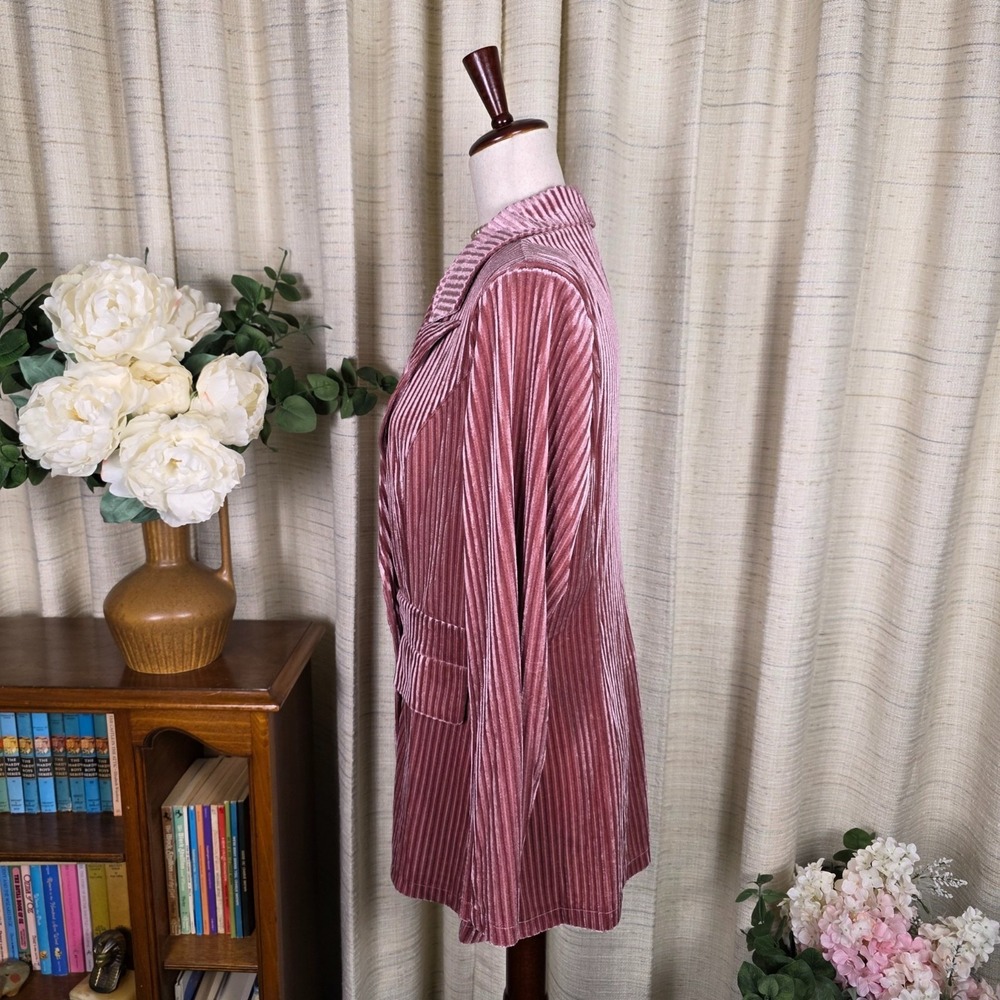 Light Pink Velvet Blazer Boho Romantic Coquette Fairy Size Large - Picture 6 of 16